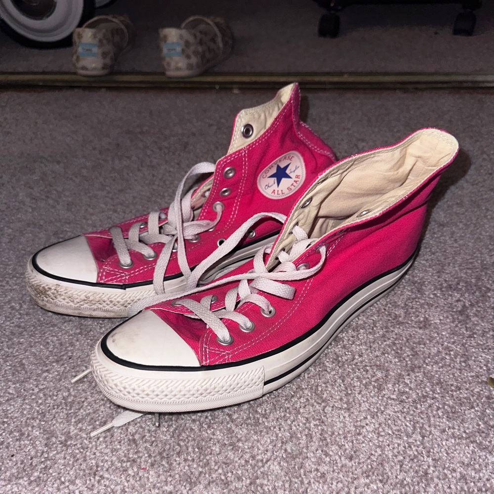 Hot pink high top women’s converse size 10